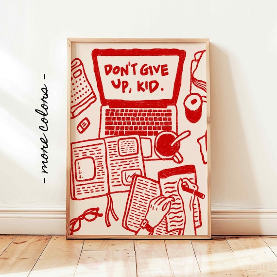Dont Give Up Kid Print Home Office Affirmation Poster Cute Dorm Room Wall Art Kids Motivational Decor