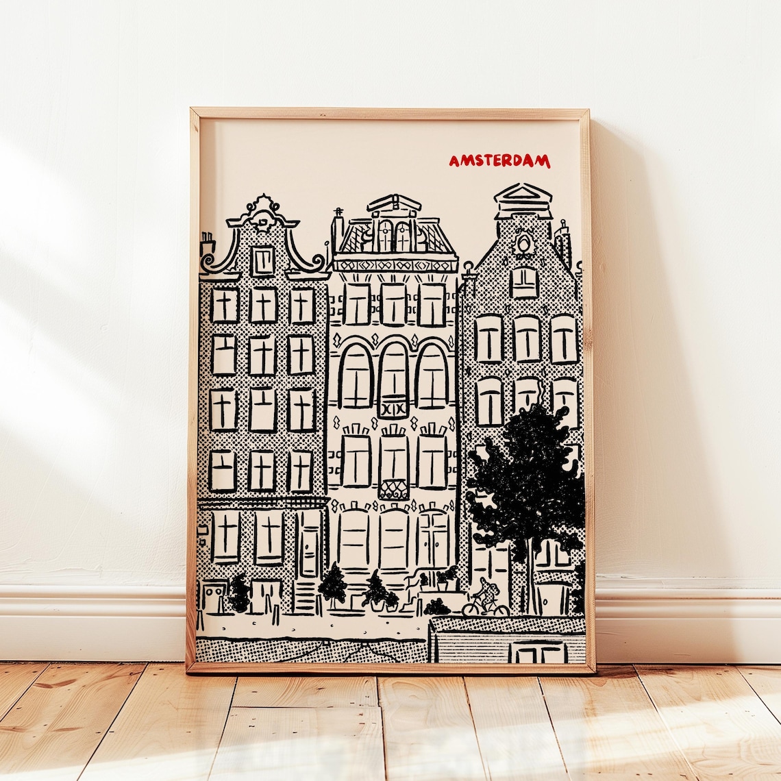 Amsterdam City Print, Retro Europe Travel Poster