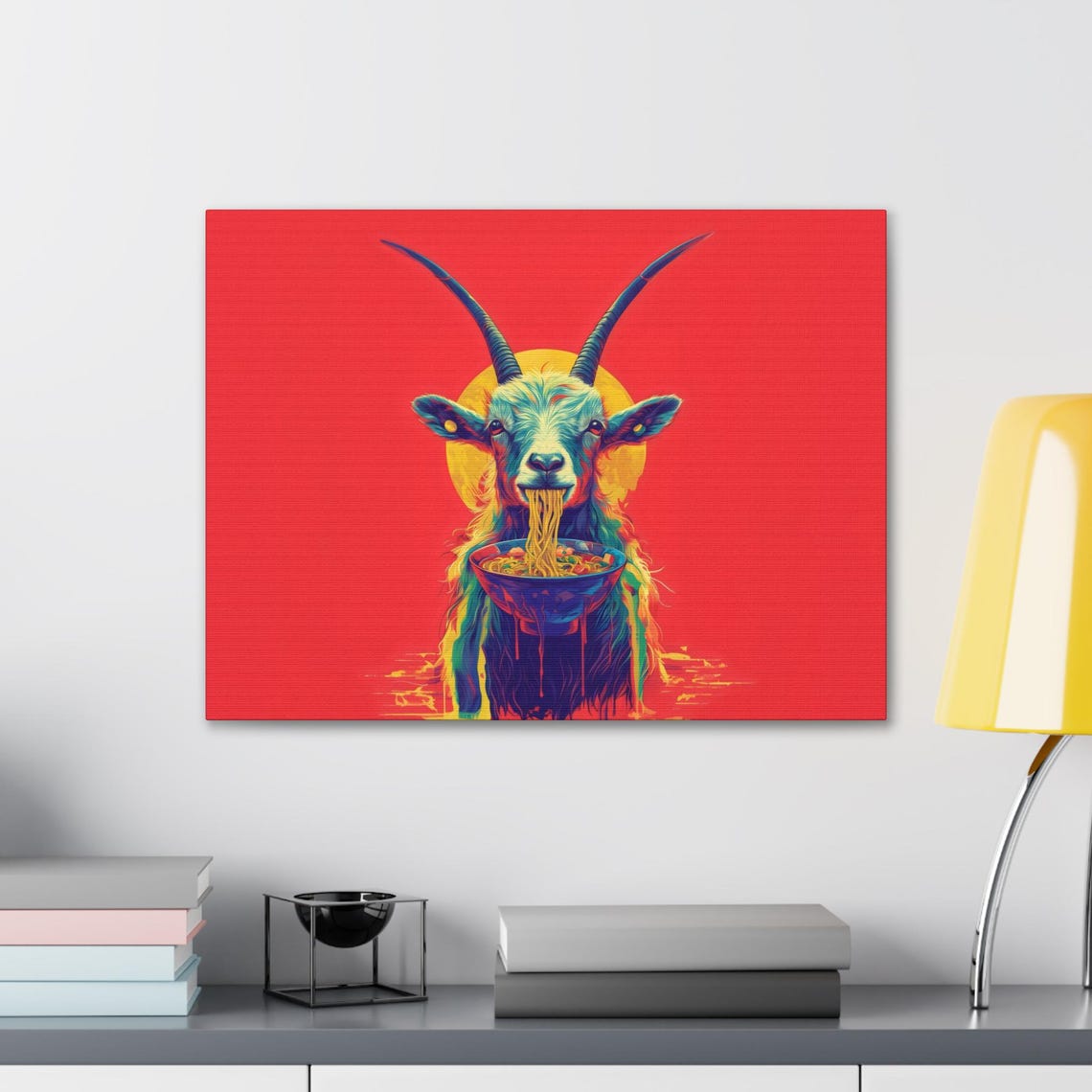 Maximalist Eclectic Ramen Goat Print Bold Altered Animal Portrait Fantasy Fun Colorful Renaissance Rustic Art - Image 2