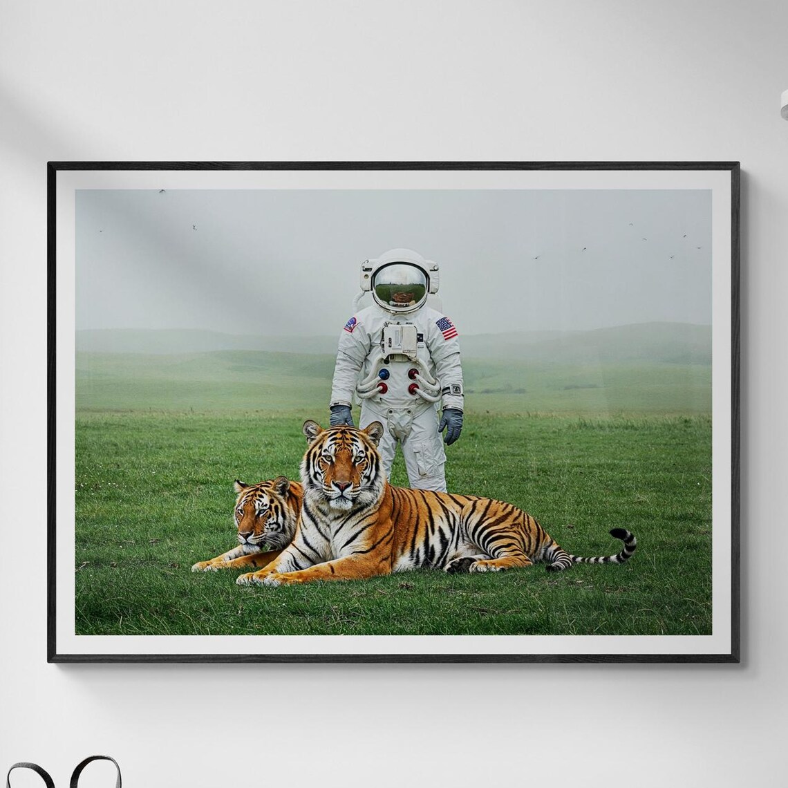 Astronaut And Tigers Cosmic Safari Art Print