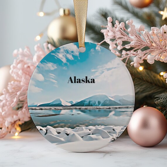 Snowy Alaska Winter Mountains Christmas Ornament Souvenir Poster