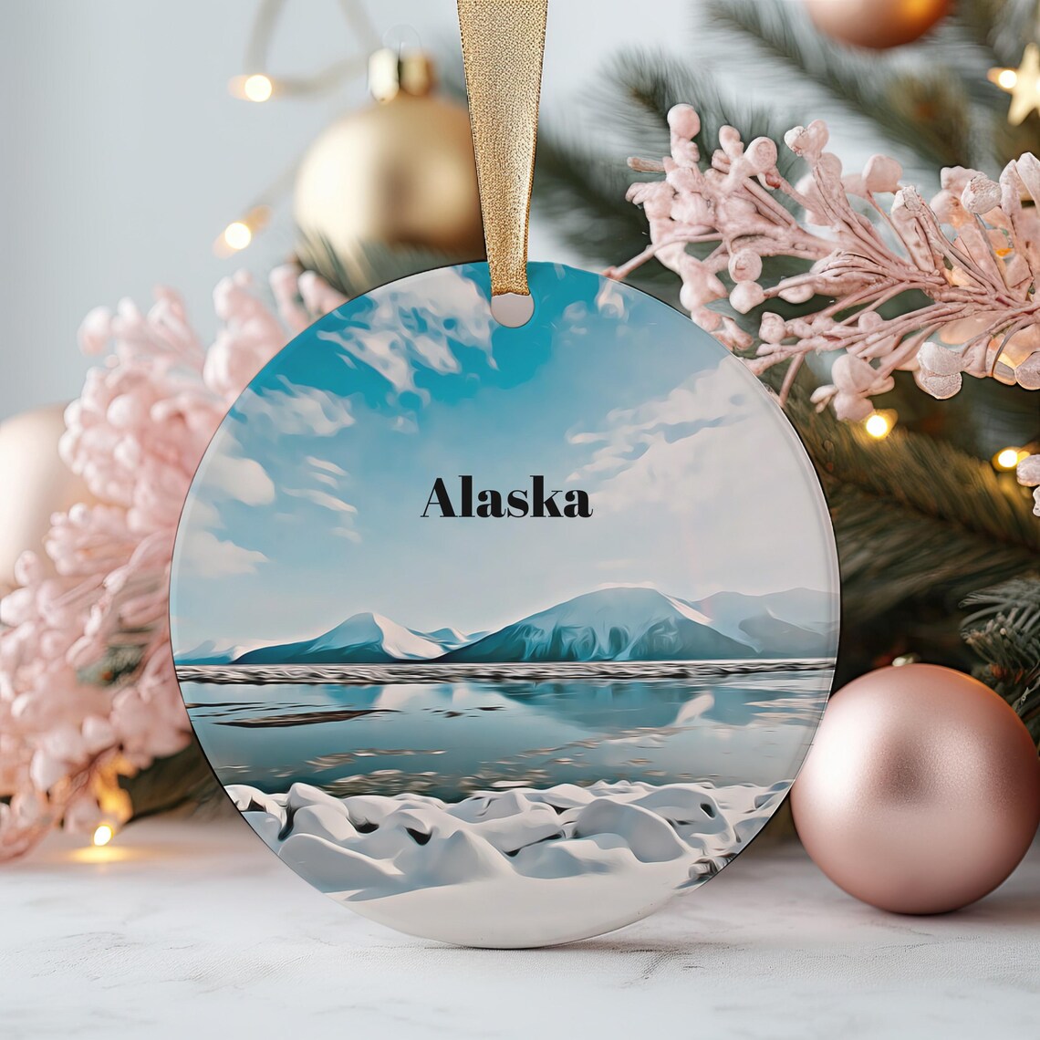 Snowy Alaska Winter Mountains Christmas Ornament Souvenir Poster