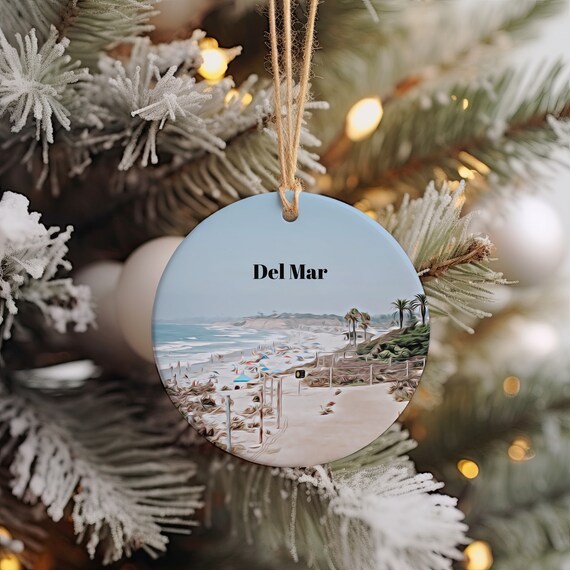 Del Mar California Beach Christmas Ornament Travel Souvenir Poster