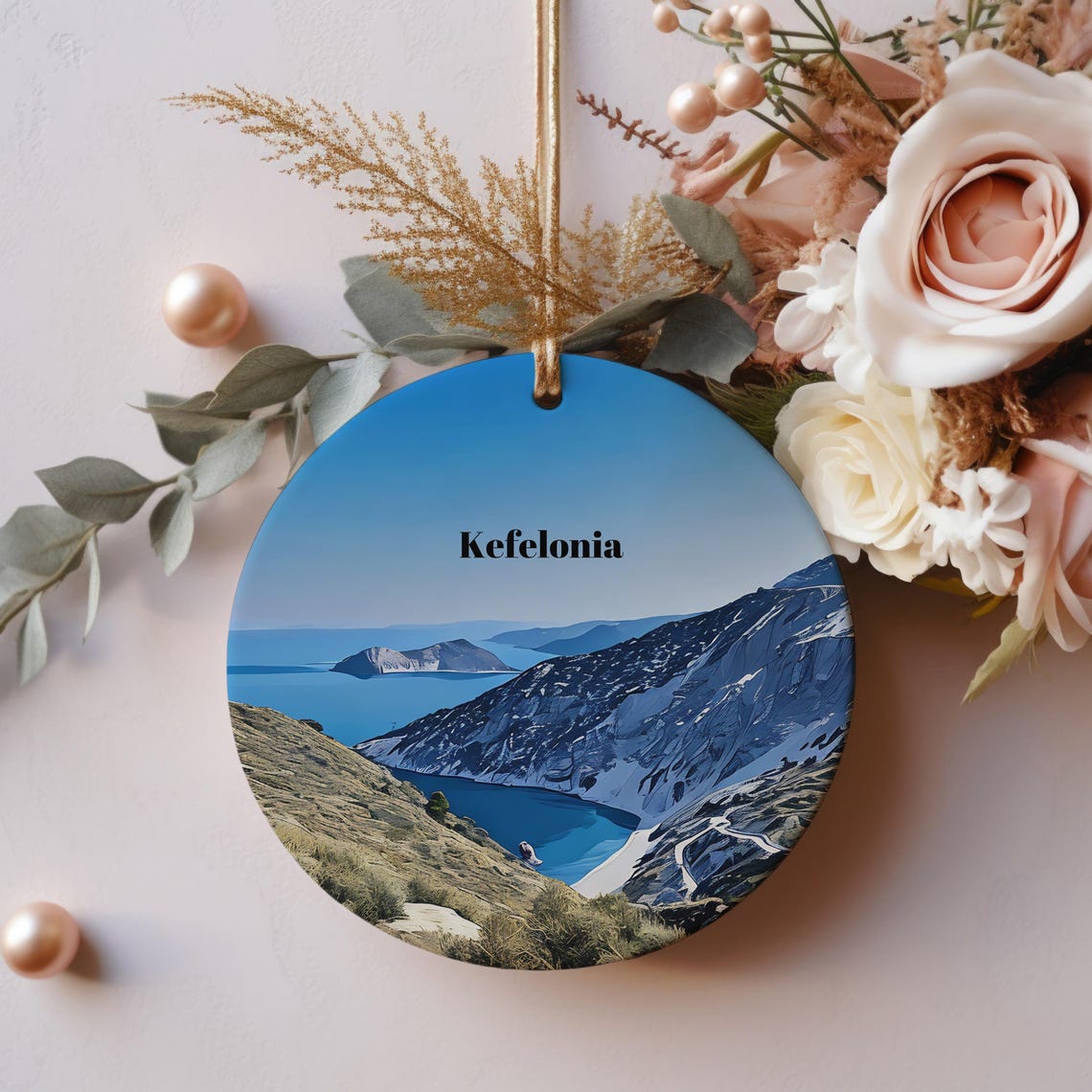 Kefelonia Greece Coastal Cliffs Souvenir Christmas Ornament Wall Art