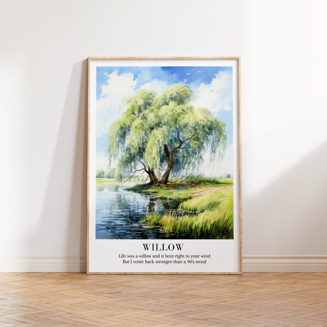 Taylor Swift Willow Weeping Tree Lake Watercolor Lyric Poster - Image 3