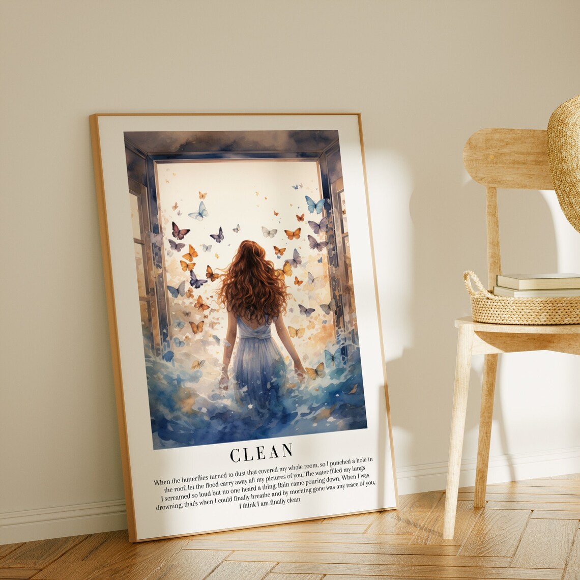 Clean Taylor Swift Butterfly Woman Watercolor Lyric Art Poster - Image 3