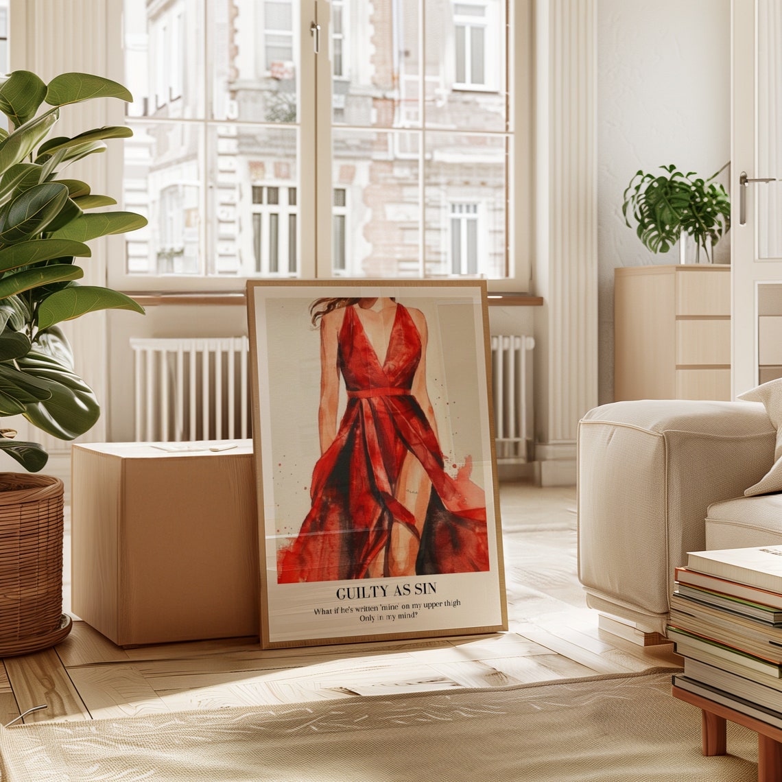 Taylor Swift Guilty As Sin Red Dress Watercolor Lyric Poster - Image 2