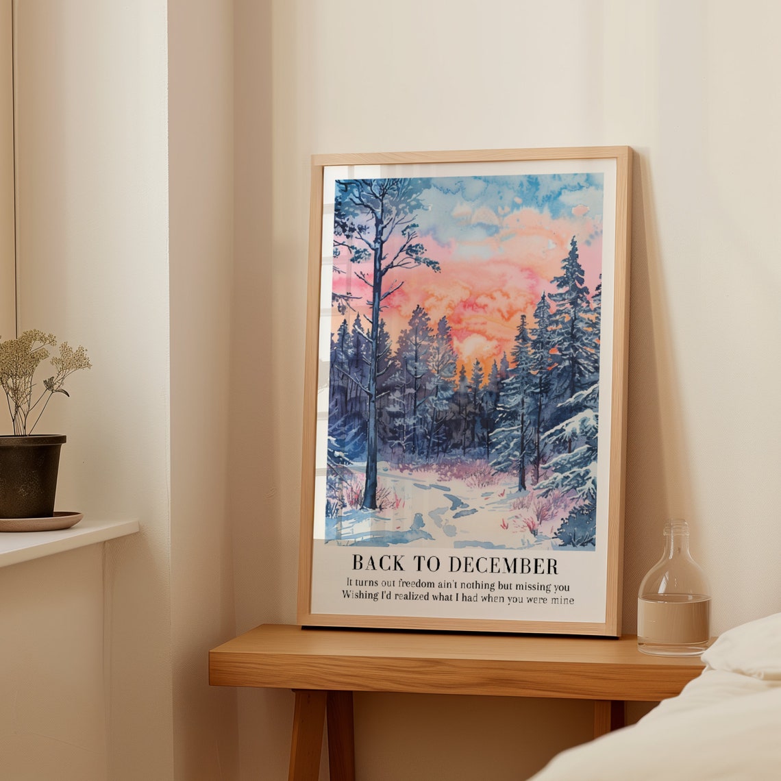 Back to December Taylor Swift Winter Forest Lyric Art Poster - Image 3