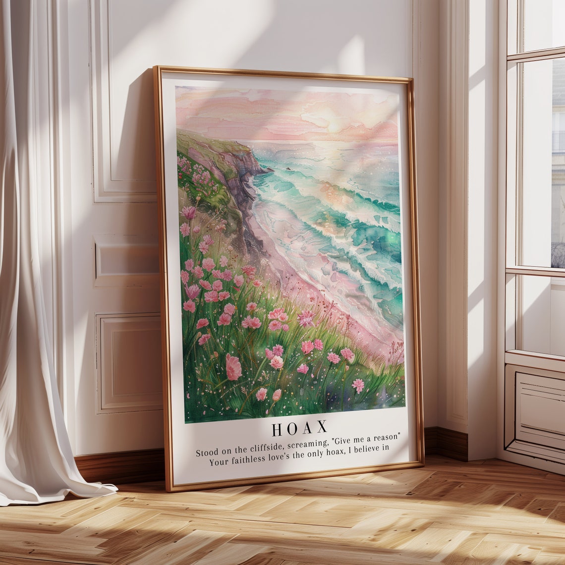 Taylor Swift Hoax Cliffside Coastal Wildflowers Watercolor Poster