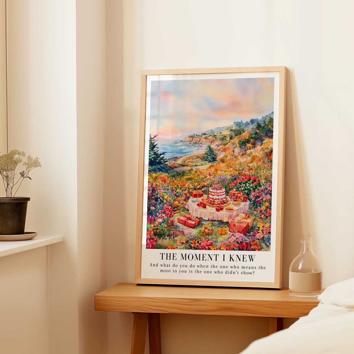 The Moment I Knew Taylor Swift Red Birthday Watercolor Coastal Print - Image 2