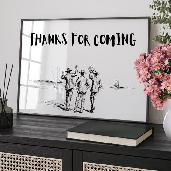 Three Men Thanks For Coming Vintage Line Art Print Or Canvas Sailor Funny Beach Poster Living Room Home Decor Minimalist Wall