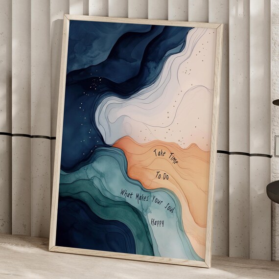 Take Time Swirly Watercolor Abstract Wall Art Poster Or Canvas Print Calm Wellness Breathe Home Office Motivational Decor