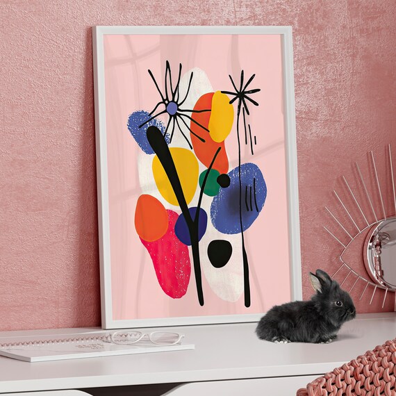 Abstract Botanical Colorful Geometric Modern Flower Wall Poster
