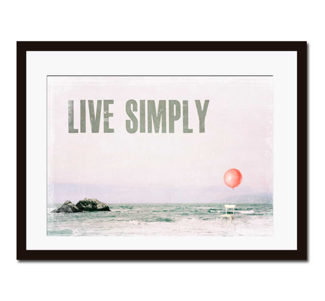 Live Simply Coastal Seascape Inspirational Quote Ocean Poster
