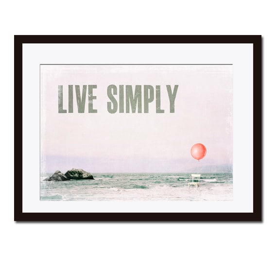 Live Simply Coastal Seascape Inspirational Quote Ocean Poster