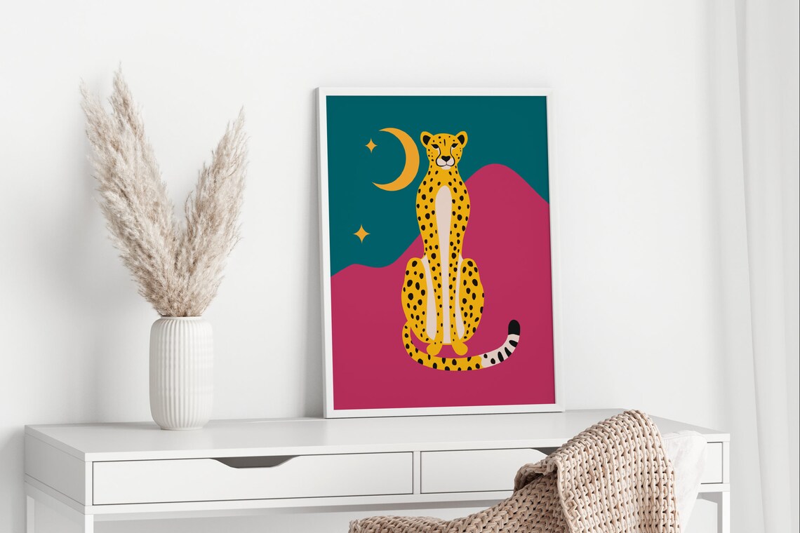 Leopard Moon Boho Art Print - Image 2