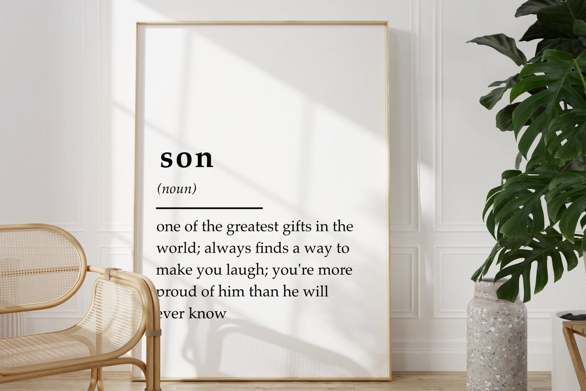 Son Definition Gift for Parents Minimalist Family Quote Wall Art
