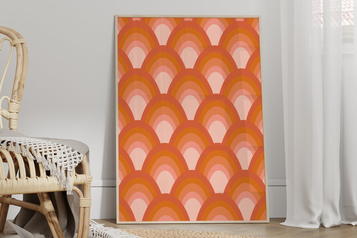70s Pattern Retro Art Print, Vintage Home Decor