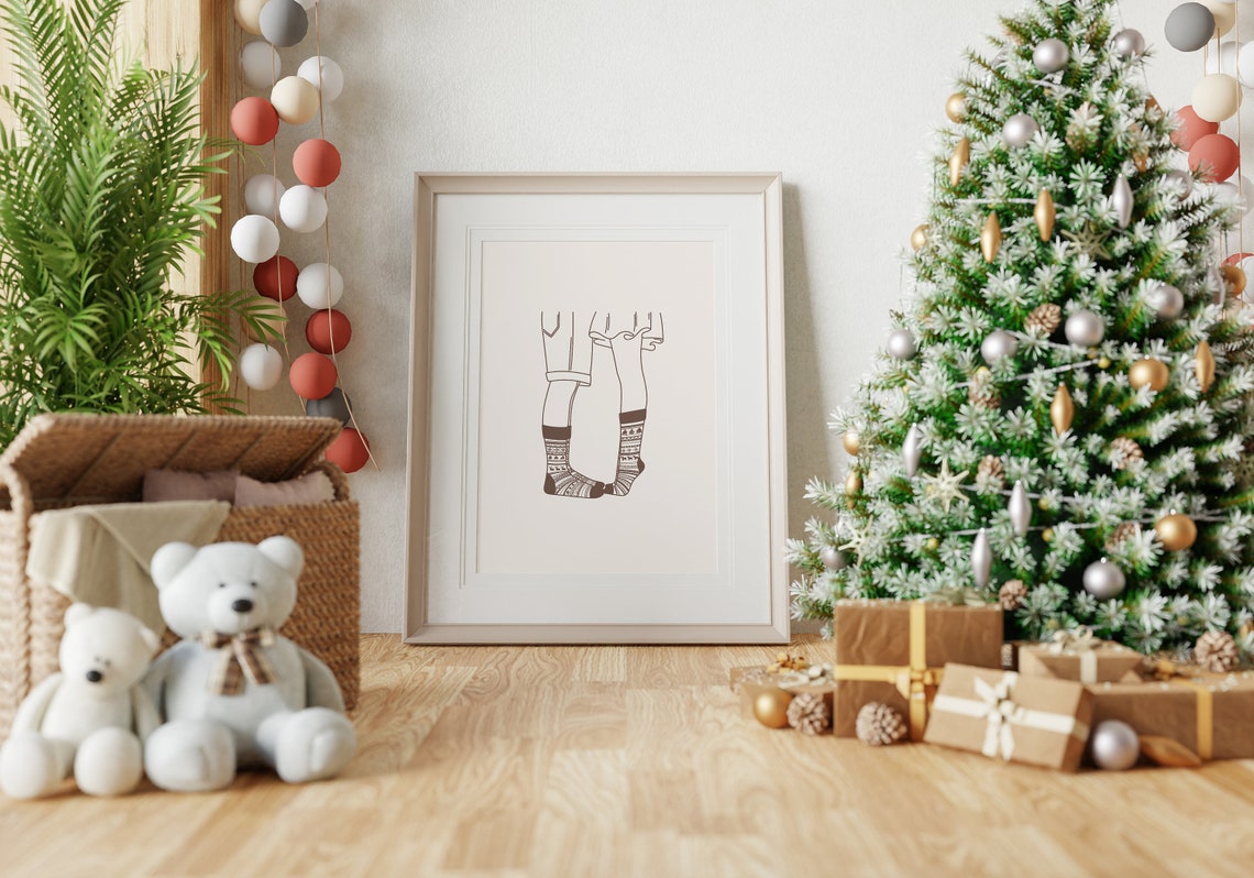 Couple Feet Print Romantic Couple Print Christmas Couple Print Christmas Socks Print Christmas Love Print Christmas Couple Gift - Image 2
