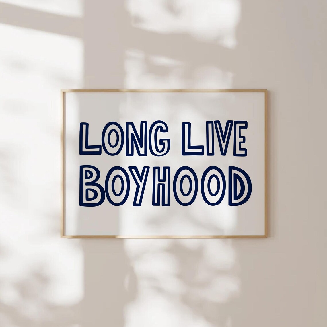 Long Live Boyhood Navy Outline Lettering Wide Horizontal Poster