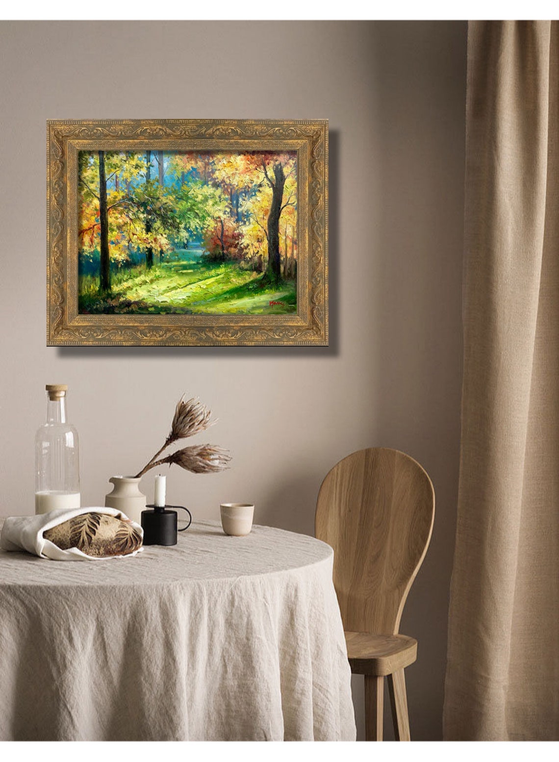 Colorful Autumn Forest Path With Golden Foliage Sunlight Poster - Image 2