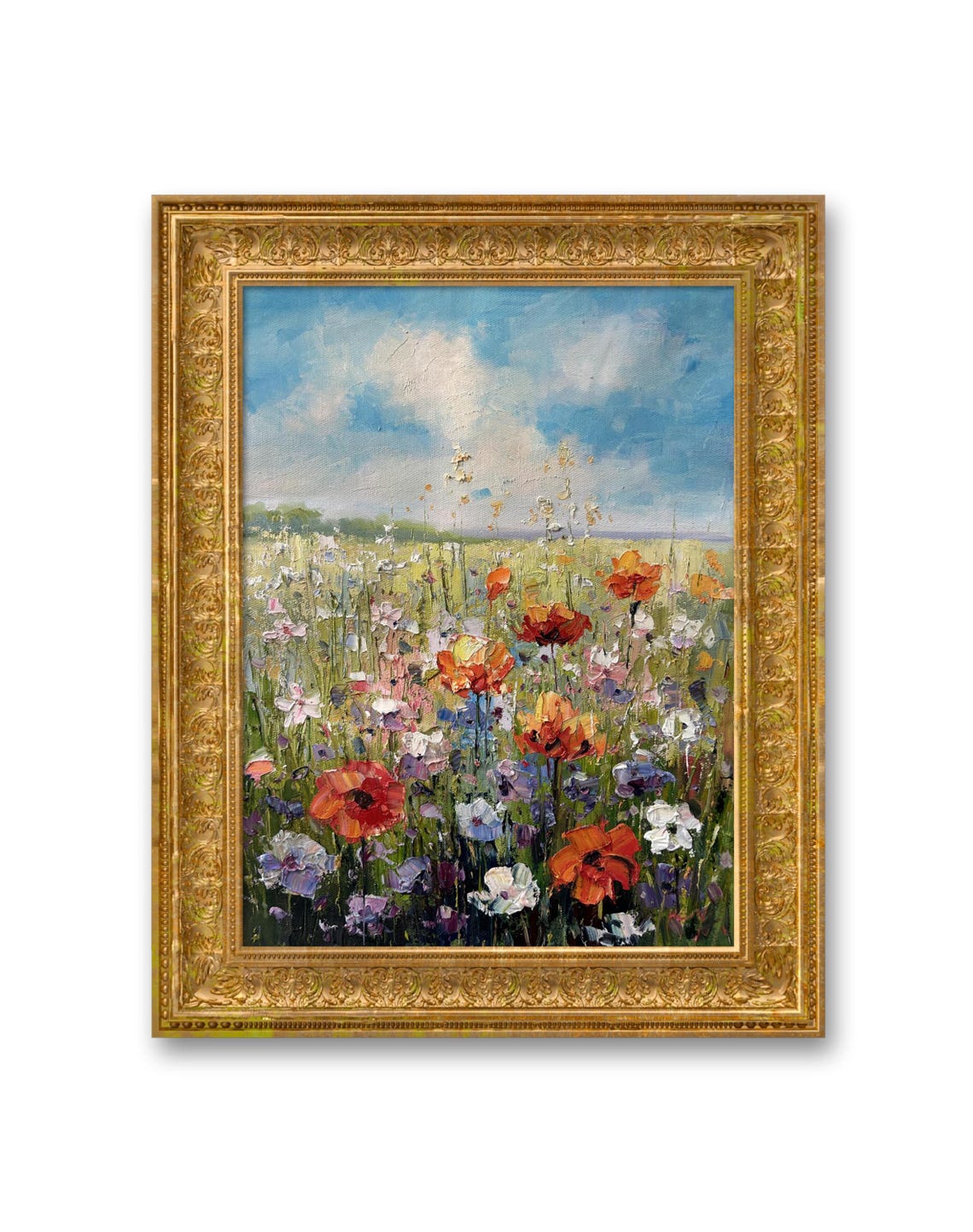 Red And Purple Flower Fields In The Wild Oil Painting Wall Art Unforgettable Gifts Oil Painting Landscape Home Art Decoration