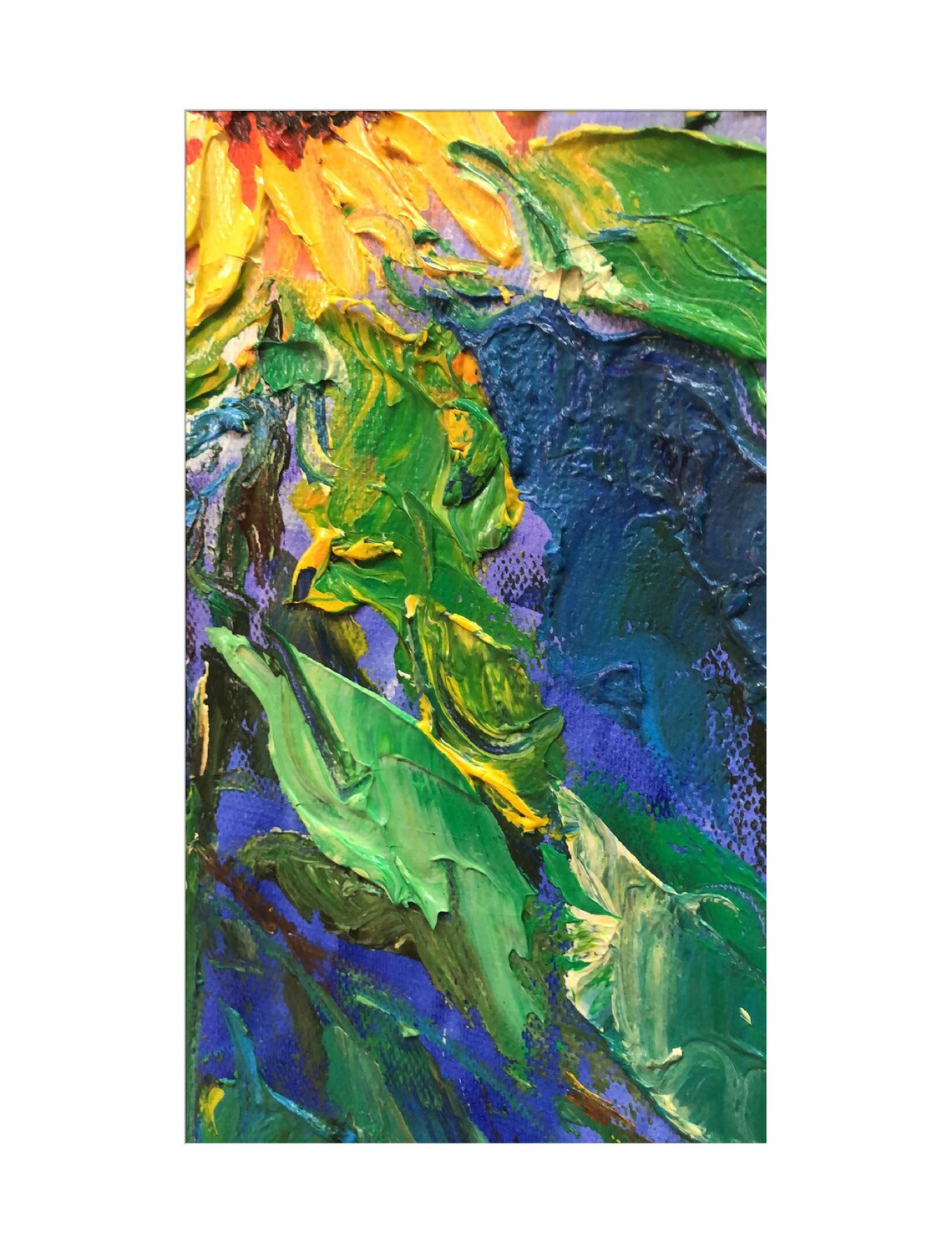 Sunflower Bouquet Lavender Sky Impasto Oil Painting Floral Art Print - Image 4