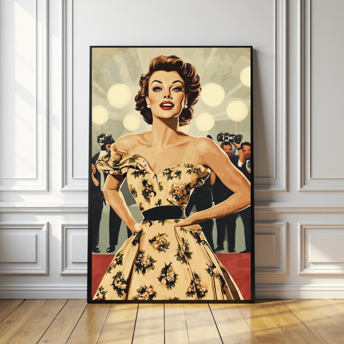 1950s Hollywood Actress on the Red Carpet Glamour Scene Poster