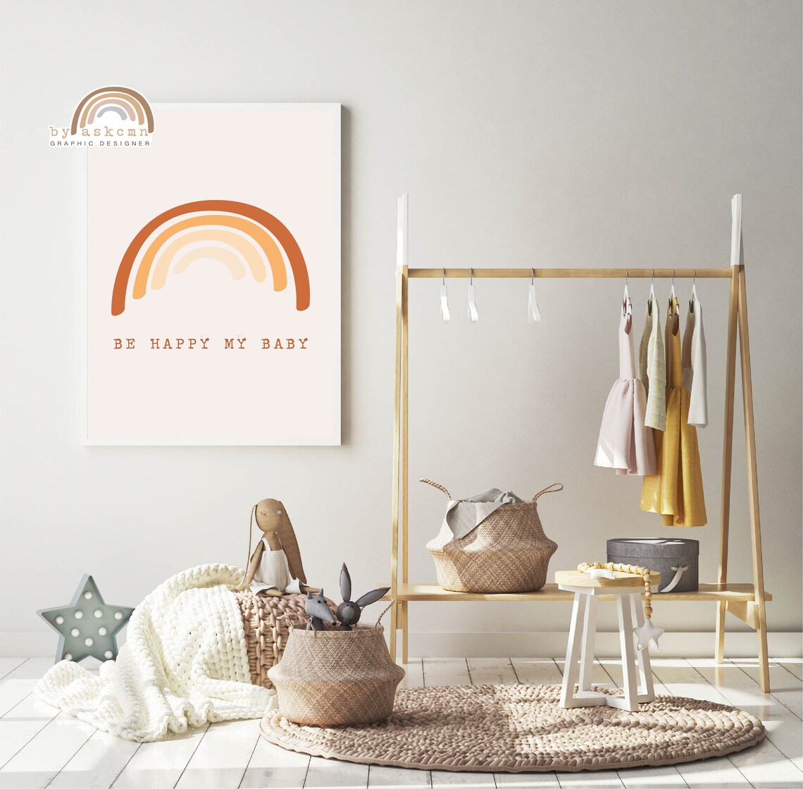 Pastel Nursery Decor Nursery Wall Art Modern Rainbow Print Neutral Rainbow Nursery Print Art Poster Abstract Rainbow Print - Image 3