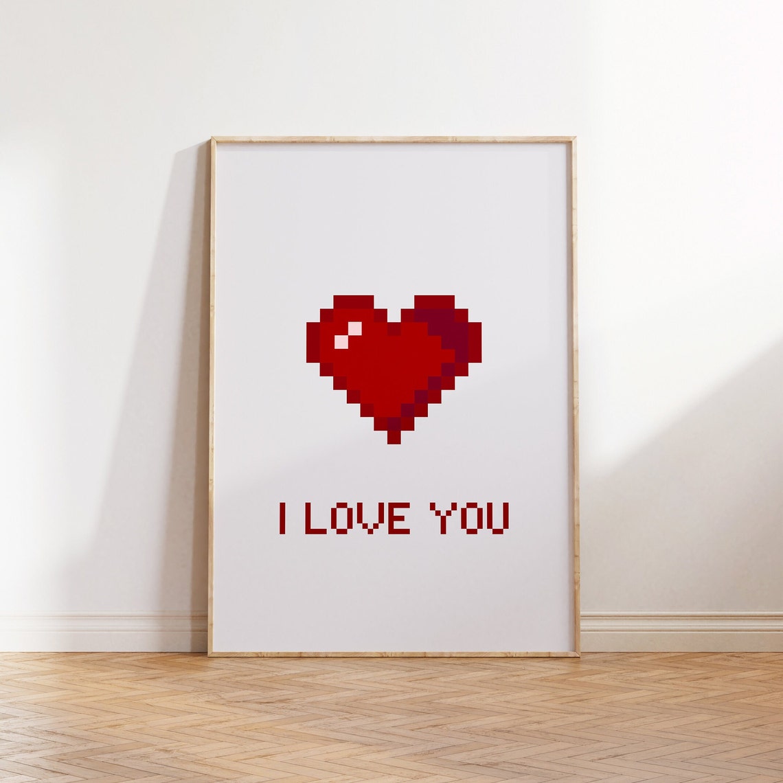 I Love You Pixel Heart Gamer Retro Minimal Valentine Love Poster