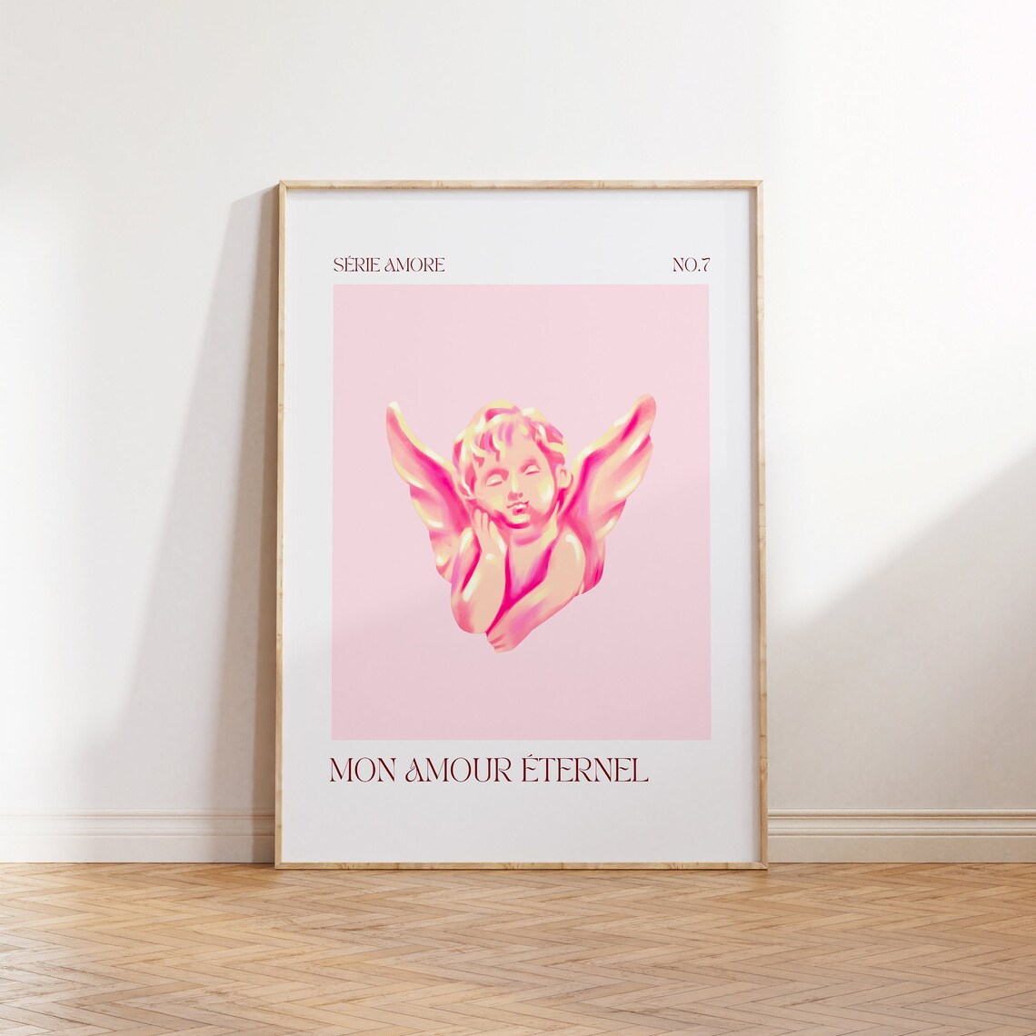 Pink Cupid Mon Amour Eternel French Love Quote Trendy Poster