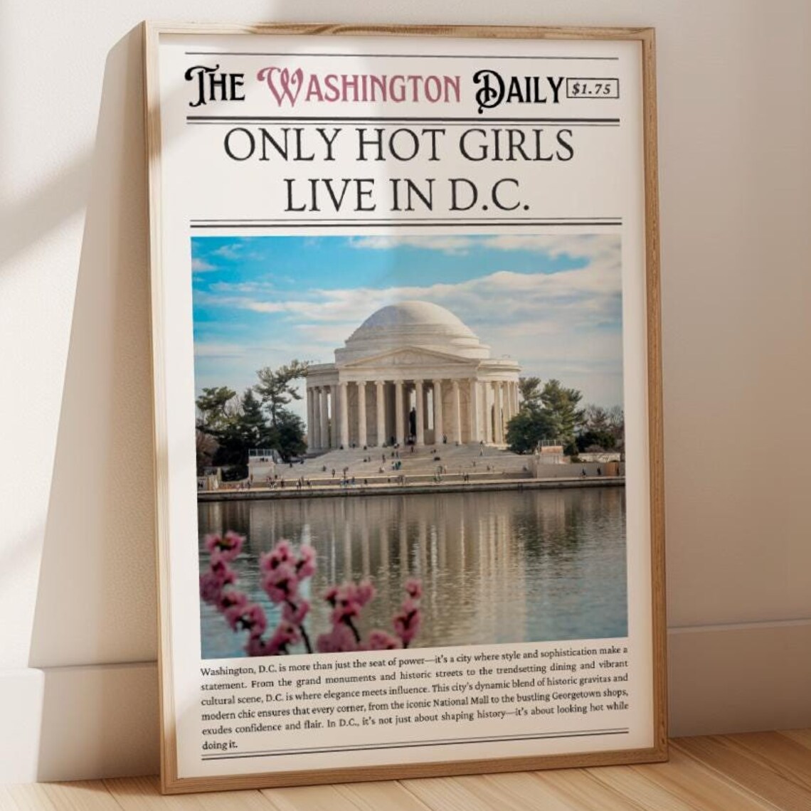 Only Hot Girls Live in DC Washington Daily Headline Landmark Poster