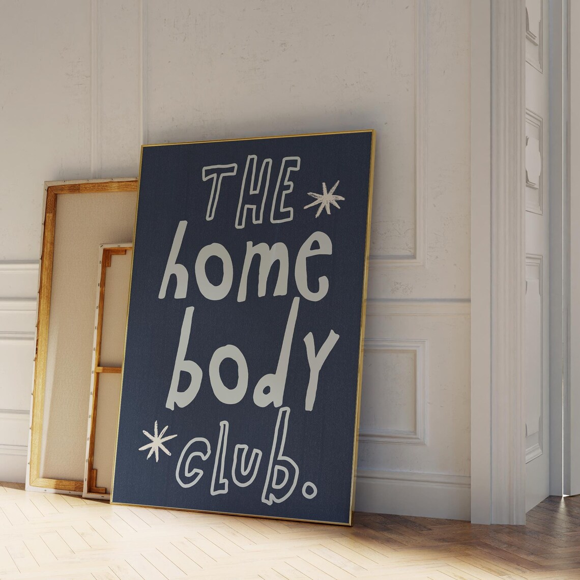 The Homebody Club Navy Blue Quote Typography Fun Wall Art Poster