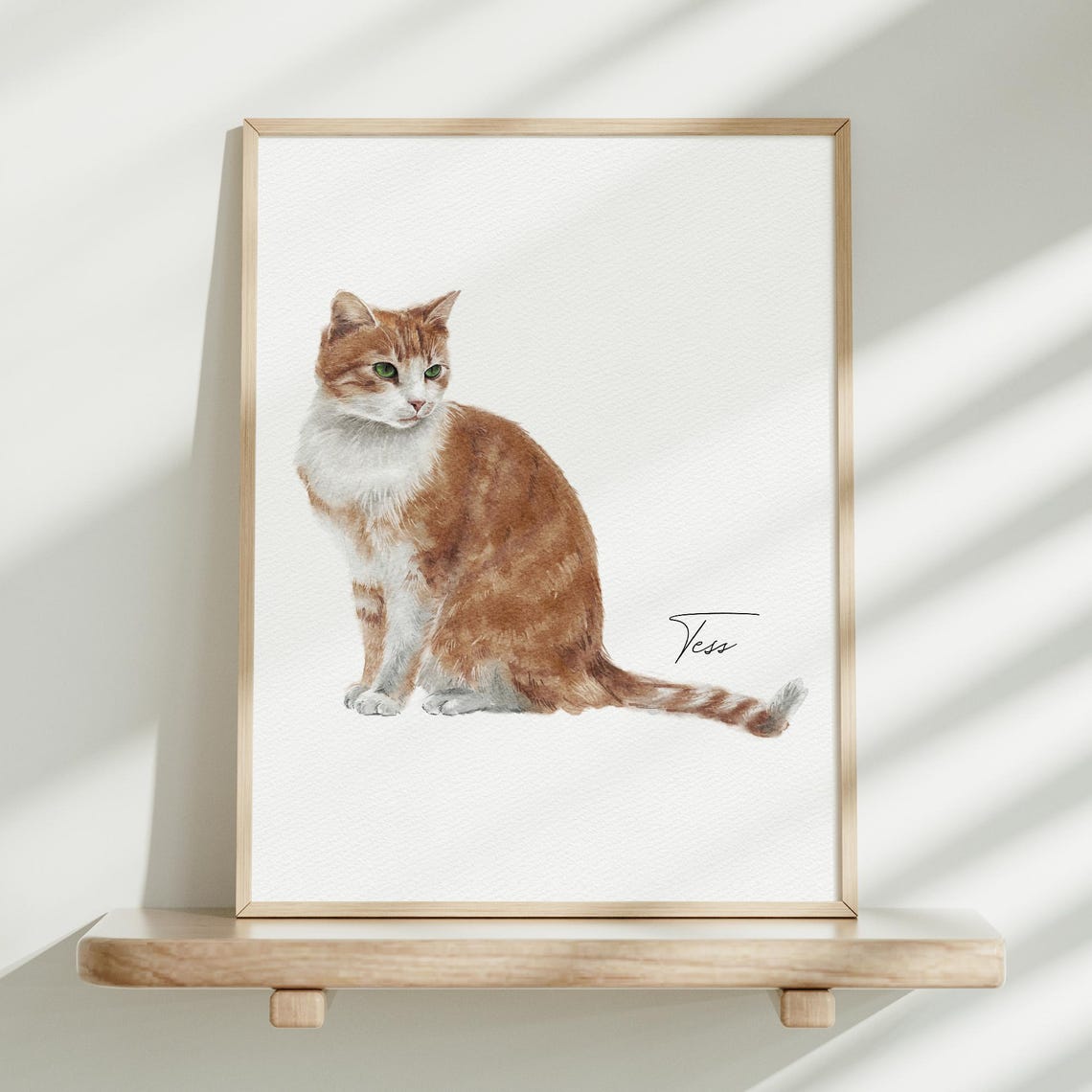 Fluffy Cat Juno with Berry Garland Custom Watercolor Poster Art - Image 4