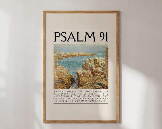 Vintage Psalm 91 Christian Poster Wall Art Bible Verse Wall Art Room Decor Aesthetic Christian Merch