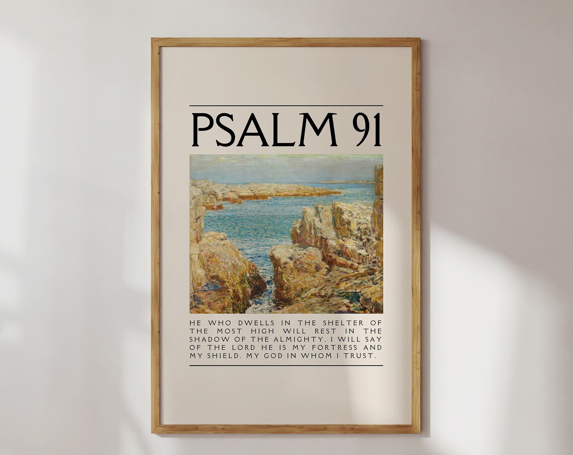 Psalm 91 My Fortress and My Shield Rocky Coast Christian Poster