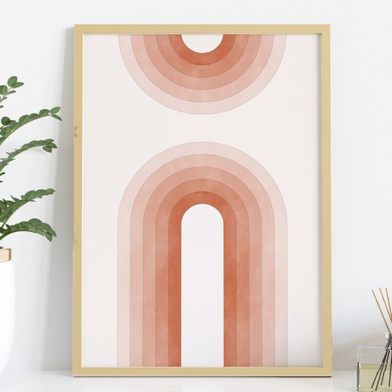 Terracotta Ombre Rainbow Wall Art Boho Arch Poster
