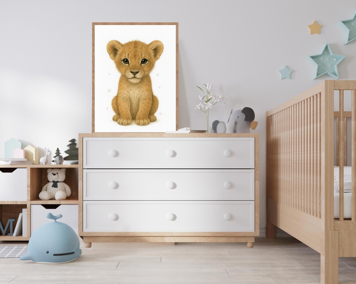 Lion Nursery Art Print, Safari Animal Decor - Image 2