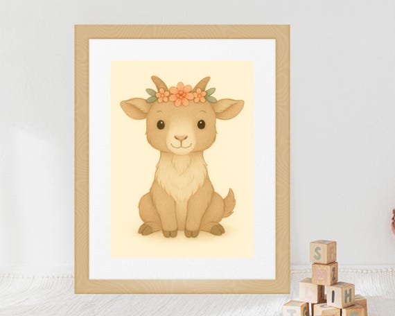 Farmhouse Goat Nursery Art Print, Rustic Baby Room