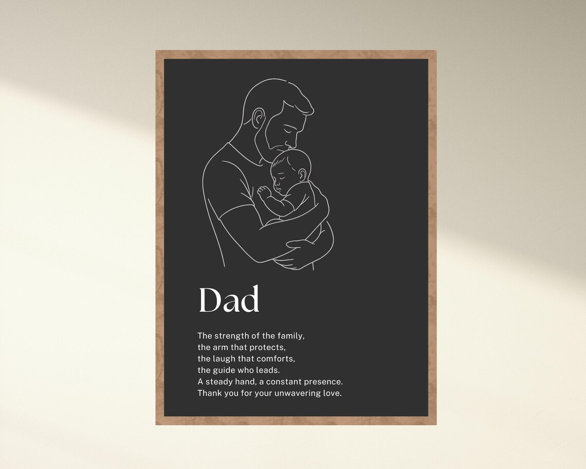 Father's Day Gift, Minimalist Line Art For Dad