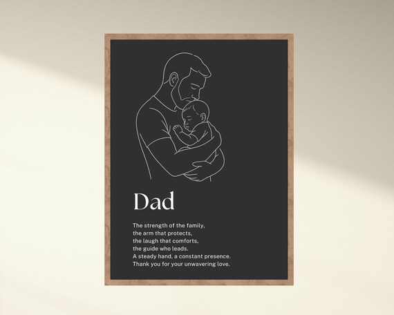 Father's Day Gift, Minimalist Line Art For Dad