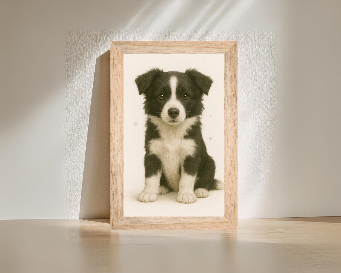Border Collie Art Print, Cute Nursery Dog Decor