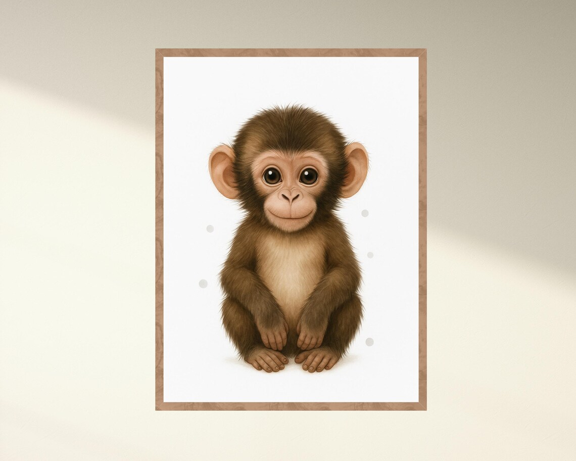 Safari Baby Monkey Nursery Art, Cute Kids Room Decor - Image 4