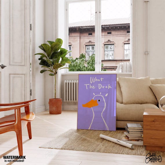 What The Duck Funny Bathroom Print Indie Art