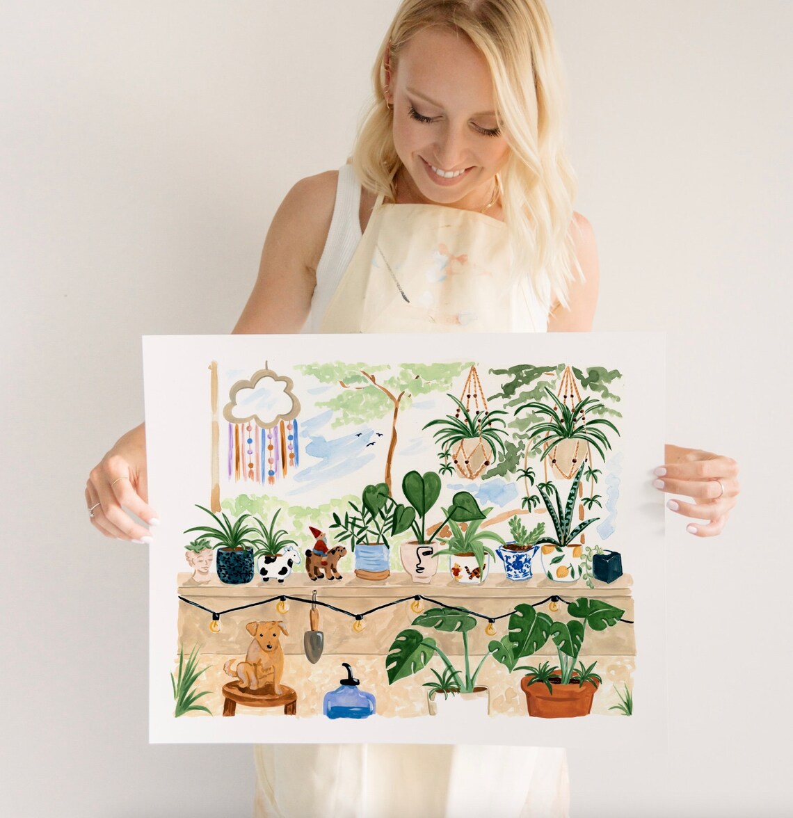 Plant Balcony Art Print, Gouache Botanical Illustration - Image 4
