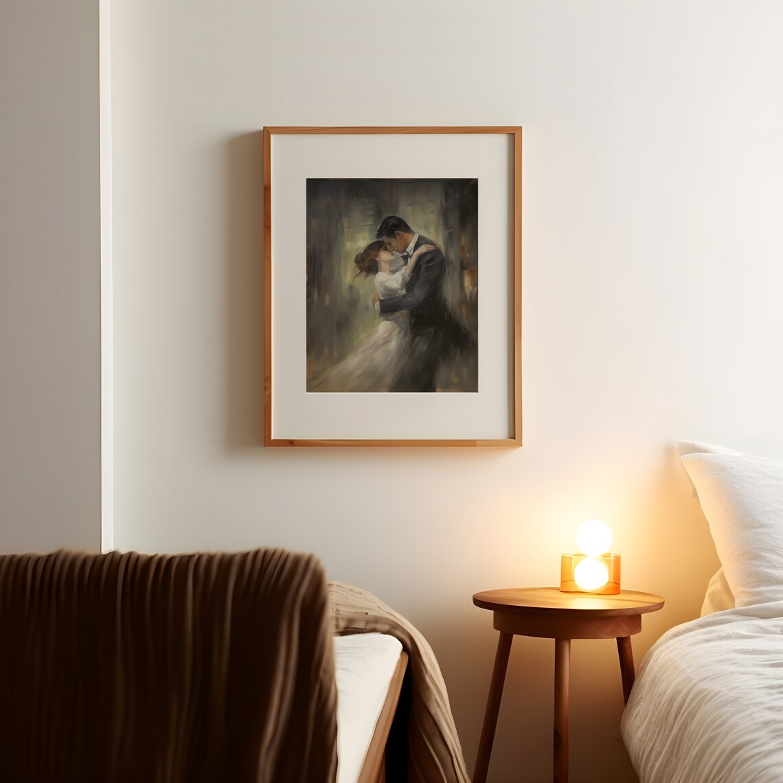 Romantic Embracing Couple Moody Vintage Oil Painting Love Poster - Image 2