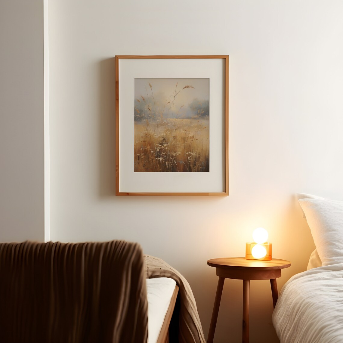 Tall Golden Grasses at Sunset Meadow Impressionist Art Poster - Image 2