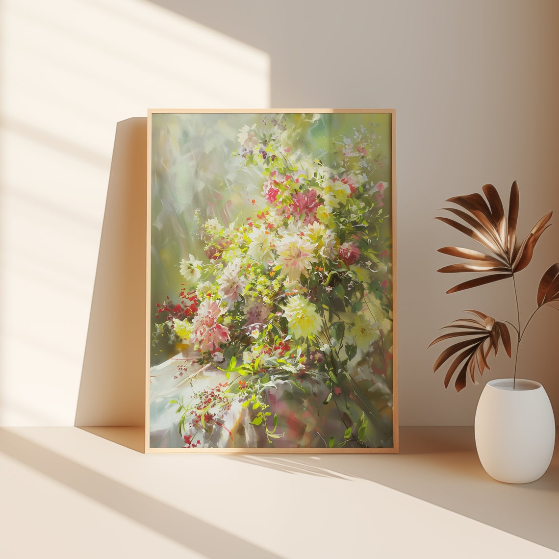 Bright Mixed Garden Flowers Impressionist Bouquet Art Poster - Image 3