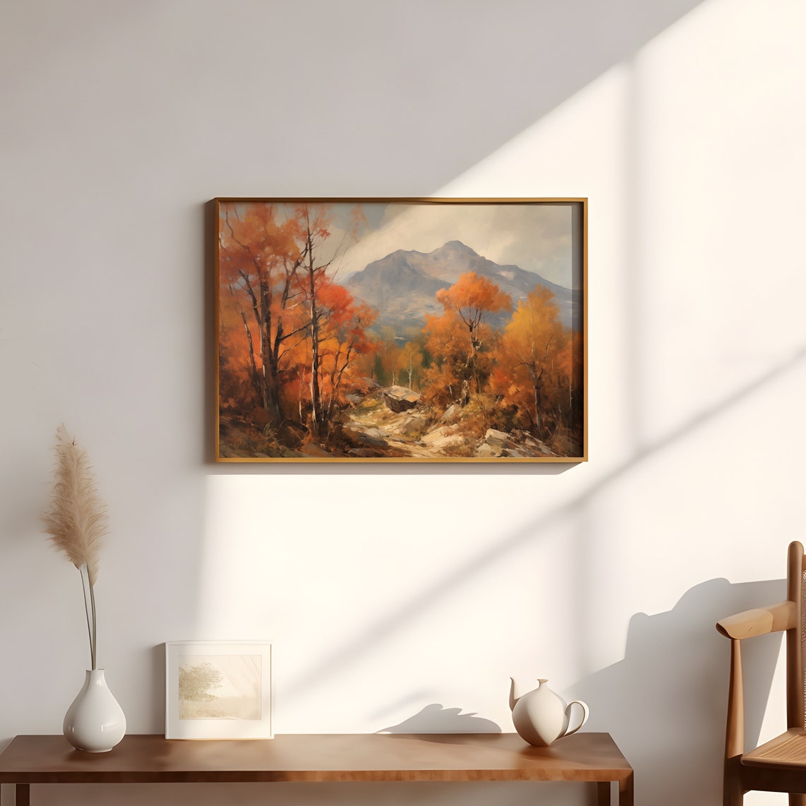 Autumn Mountain Valley Orange Trees Grand Scenic Fall Poster - Image 3