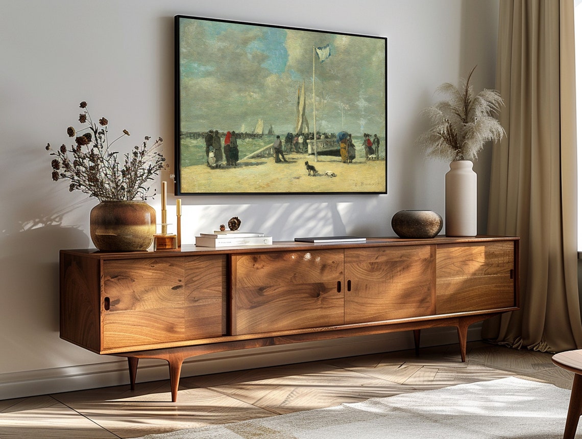 Eugene Boudin On The Jetty Vintage Beach Sailboat Impressionist Poster - Image 3